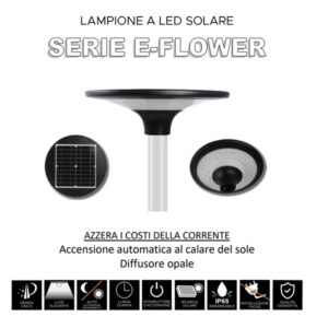 Lampione Solare Testa Palo Dual Color 2300 Lumen